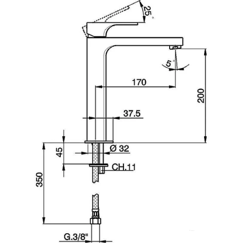 Смеситель для раковины Cisal Cubic CU00354121 Хром