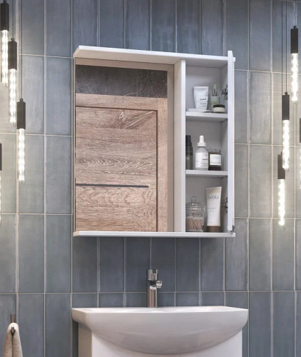 Зеркало со шкафом Vigo Callao 60 R z.CAL.60.R Белое МДФ / ЛДСП, стекло