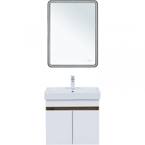 Тумба под раковину Aquanet Оптима 60 344791 подвесная Дуб рустикальный Белый сатин