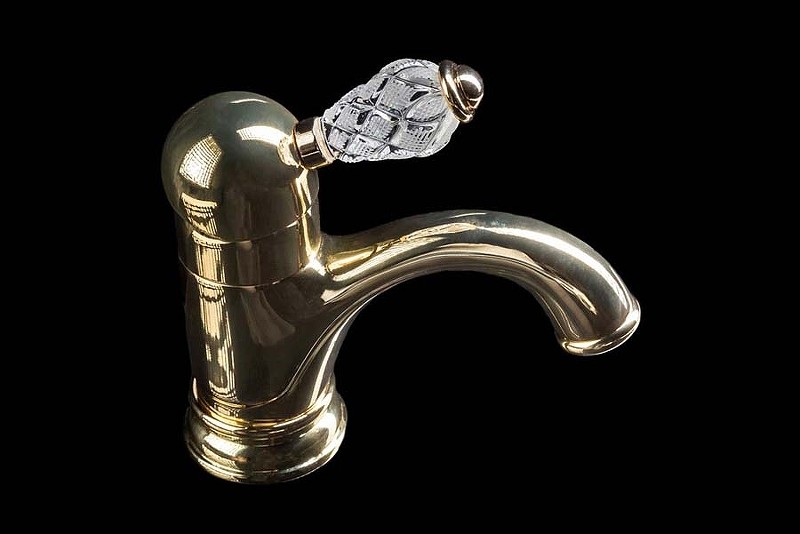 Смеситель для раковины Boheme Crystal 281-CRST Золото латунь