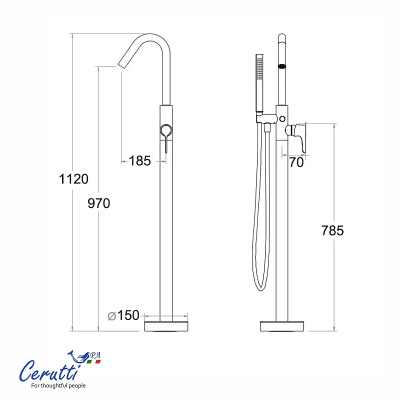 Смеситель для ванны Ceruttispa Селла (Sella) CT12134 12134 цвет Хром