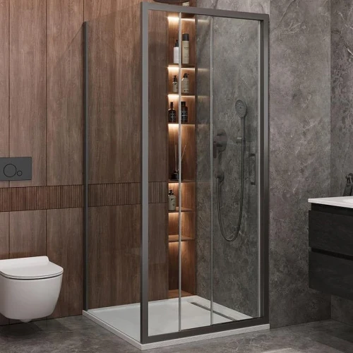 Душевой уголок Cezares Molveno 100x90 MOLVENO-AHF-31-100/90-C-GM-IV профиль Оружейная сталь стекло прозрачное
