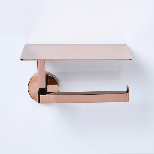 Держатель туалетной бумаги WasserKRAFT Asphe K-77725 с полкой цвет Розовое золото