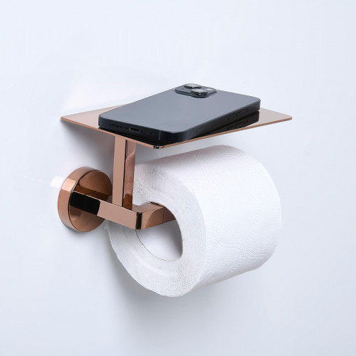 Держатель туалетной бумаги WasserKRAFT Asphe K-77725 с полкой цвет Розовое золото