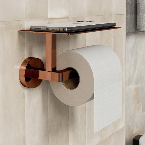 Держатель туалетной бумаги WasserKRAFT Asphe K-77725 с полкой цвет Розовое золото