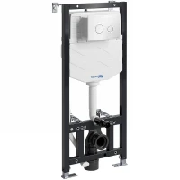 Инсталляция WasserKRAFT Aller 10TLT.010.ME.WH01 для унитаза с Белой клавишей смыва нержавеющая сталь