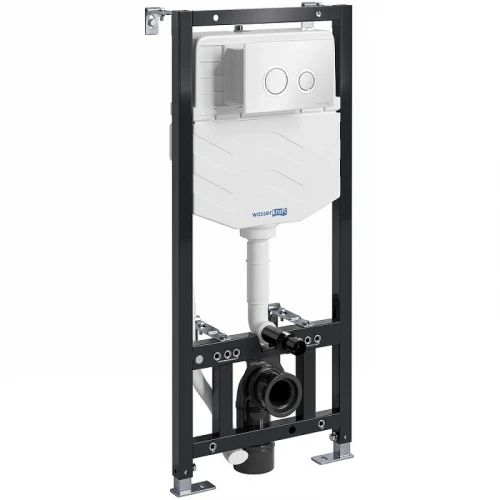 Инсталляция WasserKRAFT Aller 10TLT.010.ME.WH01 для унитаза с Белой клавишей смыва нержавеющая сталь