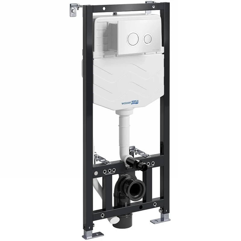Инсталляция WasserKRAFT Aller 10TLT.010.ME.WH01 для унитаза с Белой клавишей смыва нержавеющая сталь