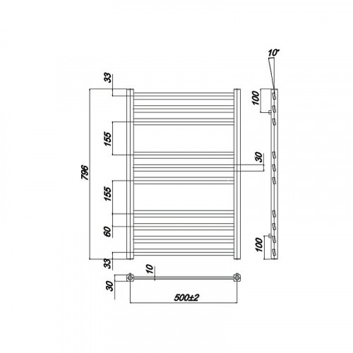 Водяной полотенцесушитель Ravak Degree 50х80 X04000083681 Хром нержавеющая сталь