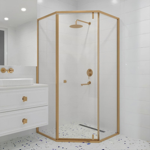 Душевой уголок RGW Hotel 100x100 350608800-16 профиль цвет Золото brush стекло прозрачное