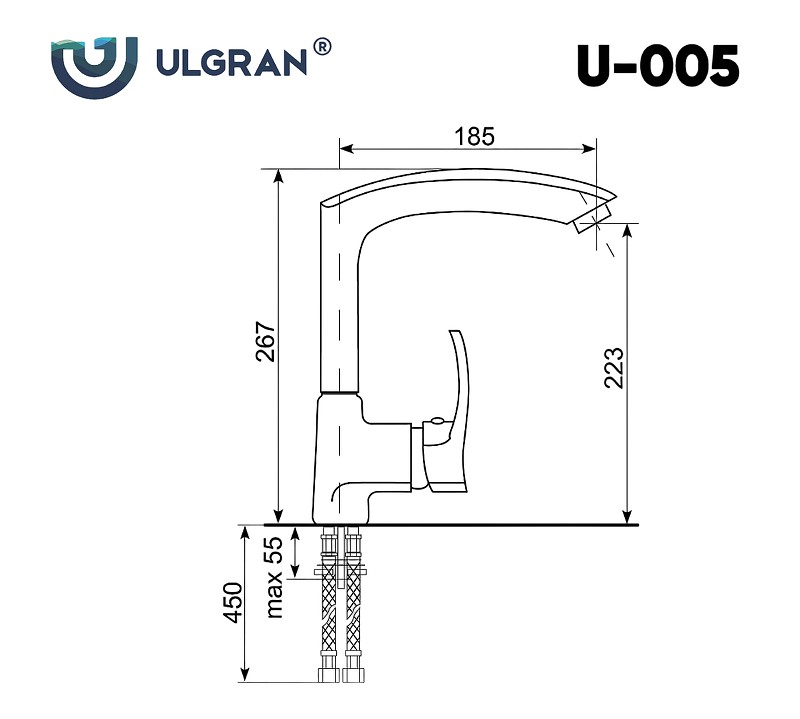 Смеситель для кухни Ulgran Classic U-005-308 Черный латунь
