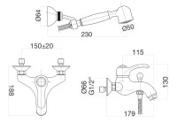 Смеситель для ванны Webert Aurora AU850101010(153) Золото латунь на стену