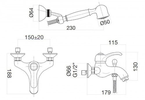 Смеситель для ванны Webert Aurora AU850101010(153) Золото латунь на стену
