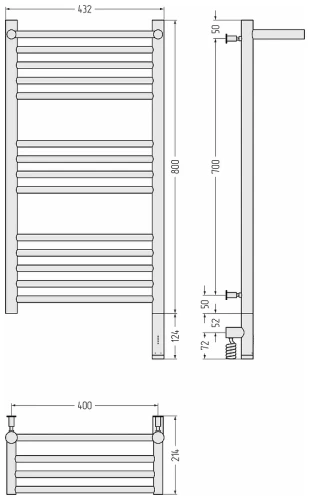 Электрический полотенцесушитель Сунержа Богема 3.0 с 1 полкой 80x40 31-5807-8040 цвет Матовый чёрный