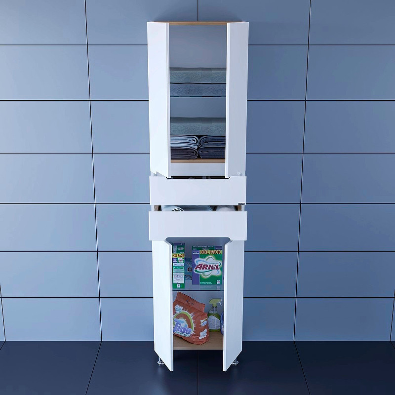 Шкаф пенал СанТа Лондон 50 524010 Белый МДФ / ЛДСП