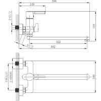 Смеситель для ванны Haiba HB22814-7 универсальный Черный матовый латунь на стену однорычажный