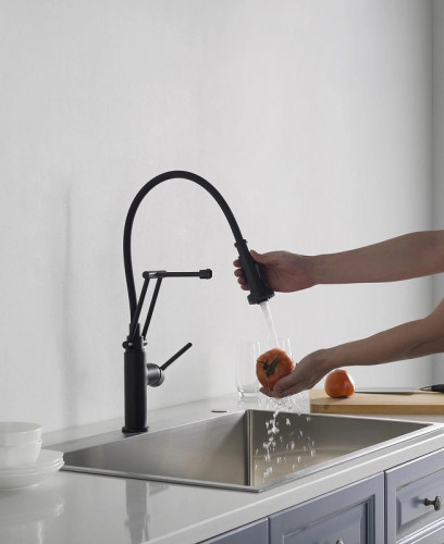 Смеситель для кухни Aquatek Европа AQ1388MB Черный матовый латунь