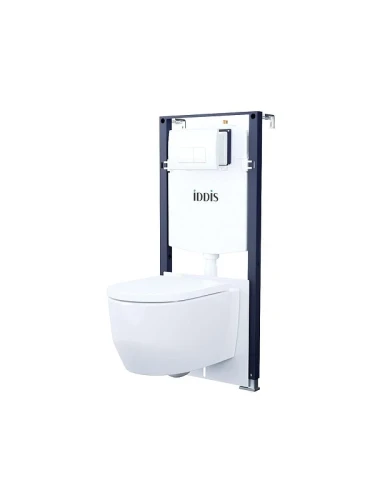 Унитаз с инсталляцией Iddis Basic BASAI03i73 цвет Белый с сиденьем Микролифт и клавишей смыва цвет Белый глянцевый