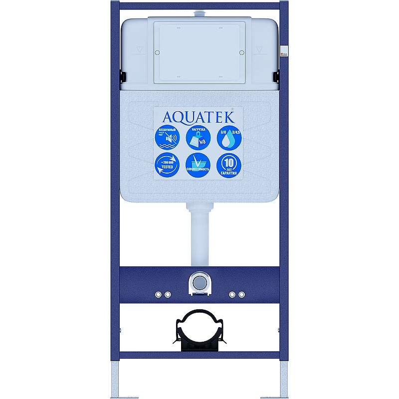 Комплект унитаза с инсталляцией Aquatek Set Aquatek Оберон T KDI18 с сиденьем Микролифт  и клавишей смыва Хром глянцевый фарфор подвесной