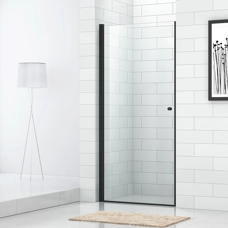 Душевая дверь Cezares Eco 70 ECO-O-B-1-70-C-NERO профиль Черный матовый стекло прозрачное