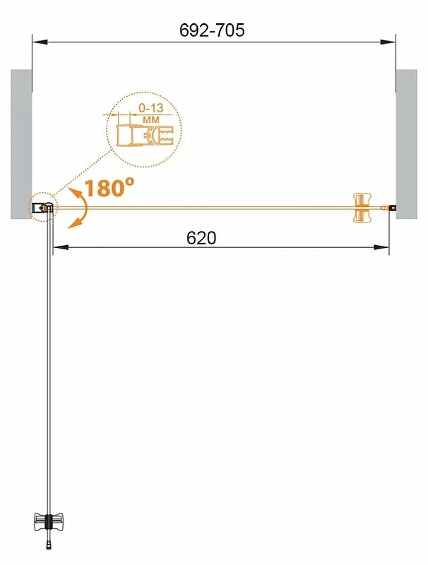 Душевая дверь Cezares Eco 70 ECO-O-B-1-70-C-NERO профиль Черный матовый стекло прозрачное