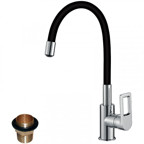 Смеситель для кухни Rossinka Z35-35U-Black Хром Черный латунь