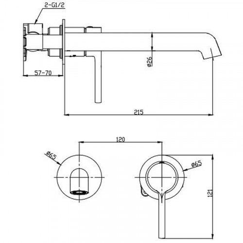 Смеситель для раковины Raglo R20.11 Хром латунь встраиваемый