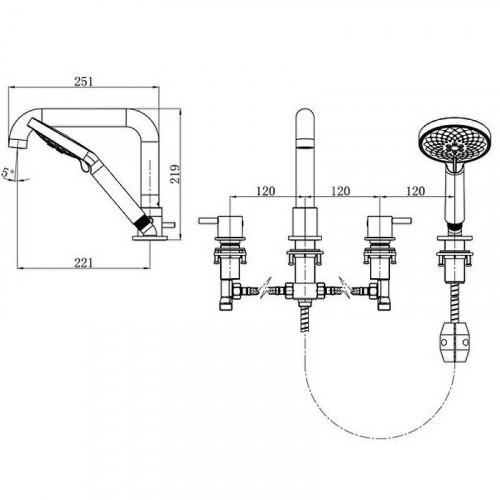 Смеситель на борт ванны Caprigo Don 53-410-NER Черный матовый латунь