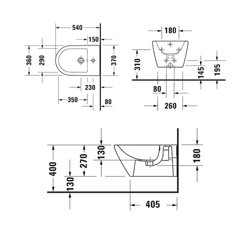 Биде Duravit D-Neo 2294150000 подвесное Белый