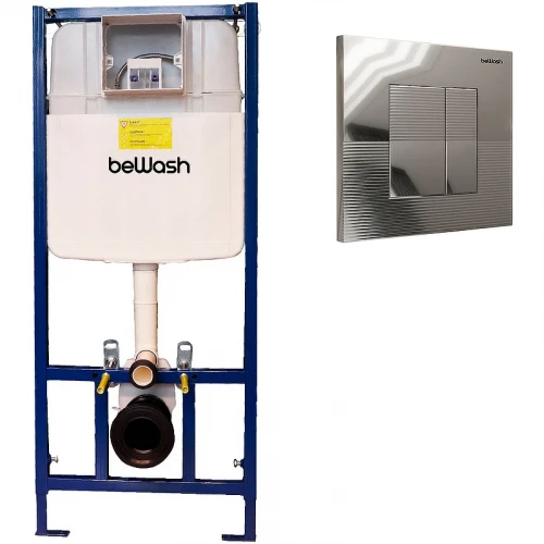 Инсталляция beWash BW74 K500RZVP0300PK000000 для унитаза с клавишей смыва Хром глянцевый пластик