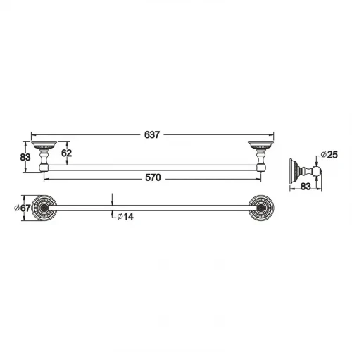 Полотенцедержатель Rose RG14Q RG1417Q цвет Бронза
