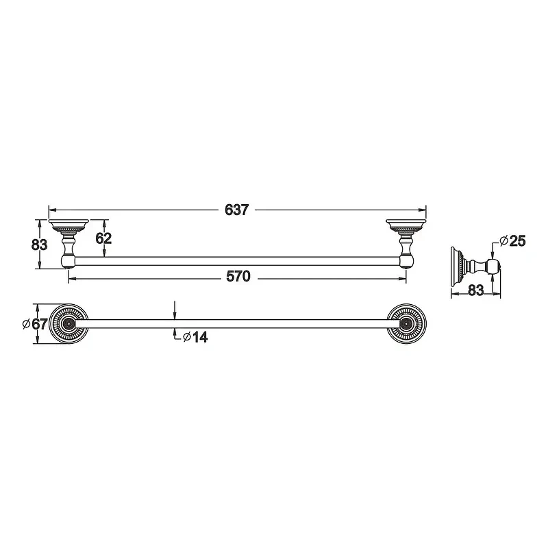 Полотенцедержатель Rose RG14Q RG1417Q цвет Бронза