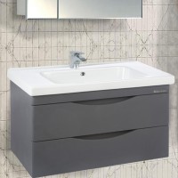 Тумба под раковину Bellezza Санриса 80 4630113000367 подвесная Серебро МДФ / ЛДСП
