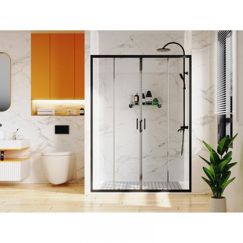Душевая дверь Azario Tokyo 170 AZ-362K2-170-MB-CL профиль Черный матовый стекло прозрачное