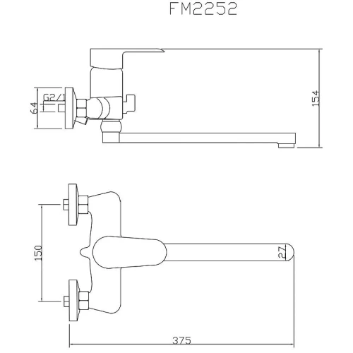 Смеситель для ванны Fmark FM2252 универсальный цвет Хром