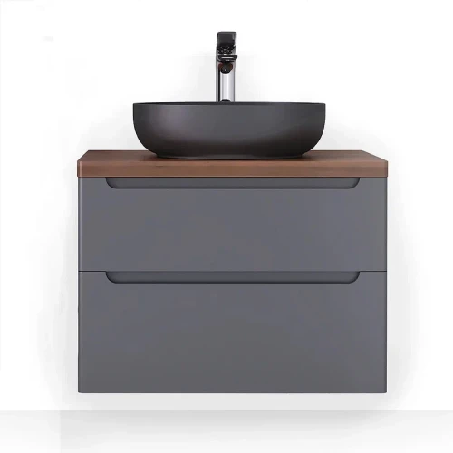 Тумба под раковину Jorno Wood 80 wood.01.80/P/GR подвесная Серая МДФ / ЛДСП