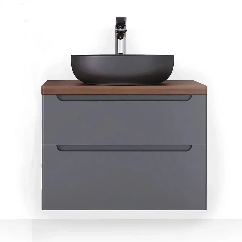 Тумба под раковину Jorno Wood 80 wood.01.80/P/GR подвесная Серая МДФ / ЛДСП
