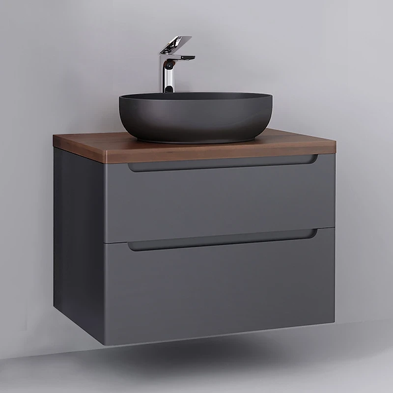 Тумба под раковину Jorno Wood 80 wood.01.80/P/GR подвесная Серая МДФ / ЛДСП