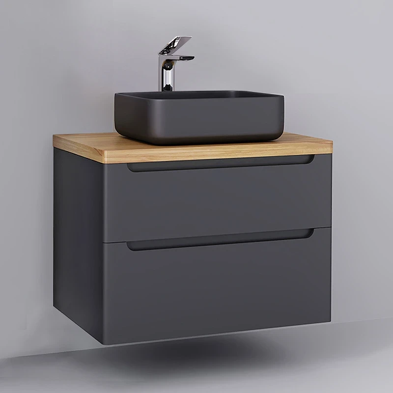 Тумба под раковину Jorno Wood 80 wood.01.80/P/GR подвесная Серая МДФ / ЛДСП