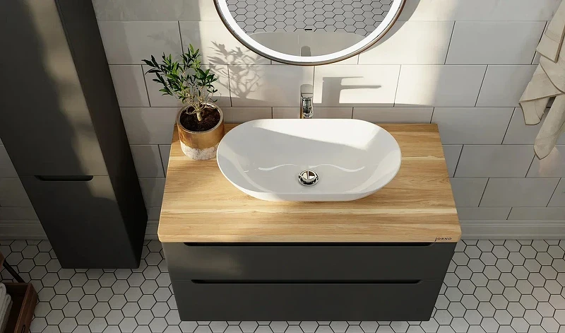 Тумба под раковину Jorno Wood 80 wood.01.80/P/GR подвесная Серая МДФ / ЛДСП