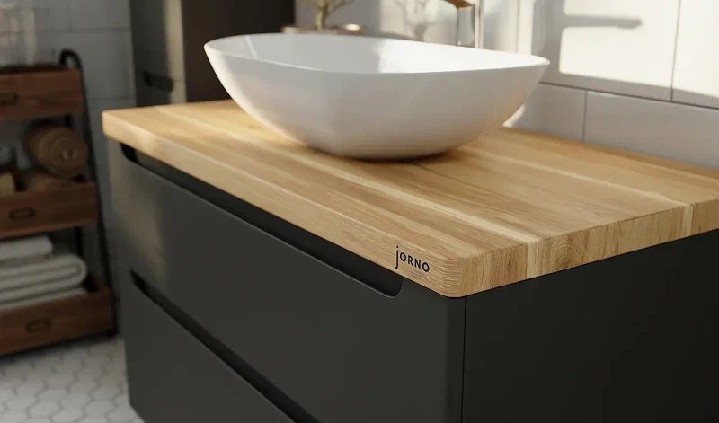 Тумба под раковину Jorno Wood 80 wood.01.80/P/GR подвесная Серая МДФ / ЛДСП