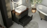 Тумба под раковину Jorno Wood 80 wood.01.80/P/GR подвесная Серая МДФ / ЛДСП