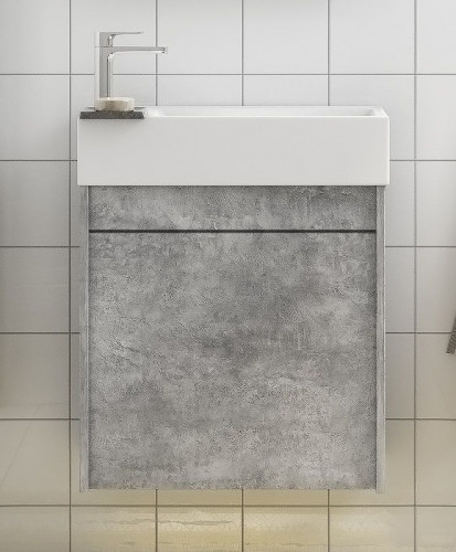 Тумба под раковину Art&amp;Max Family-400-1D-SO-CV подвесная Цемент МДФ / ЛДСП