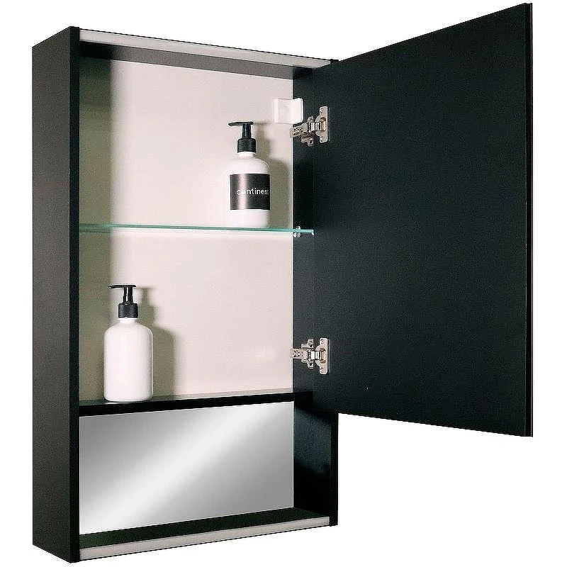 Зеркальный шкаф Reflexion Box 500х800 RF2419BL с подсветкой Черный матовый