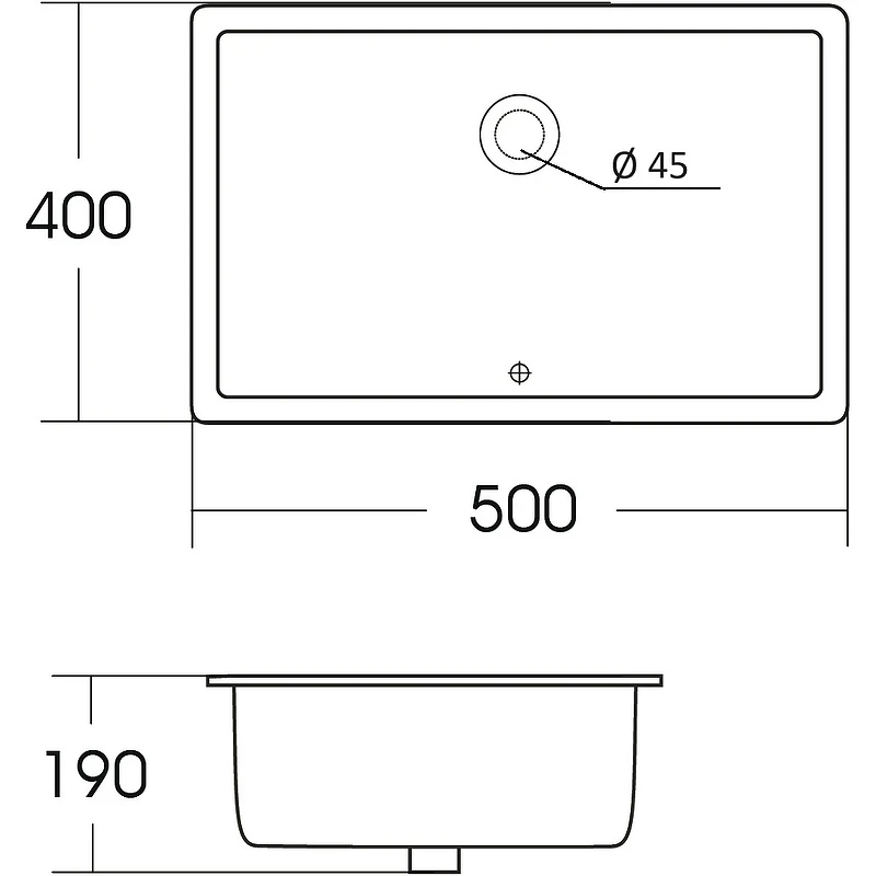 Раковина Orange 50 B02-500W Белая глянцевая фарфор встраиваемый