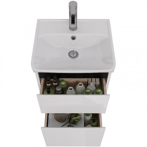 Тумба под раковину Lemark Combi 45 LM03C45T-black подвесная Белый глянец