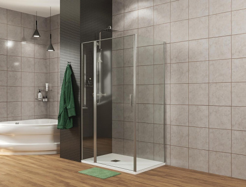 Душевой уголок Allen Brau Priority 100x90 3.31004.00+3.31016.00 цвет профиля Хром стекло прозрачное