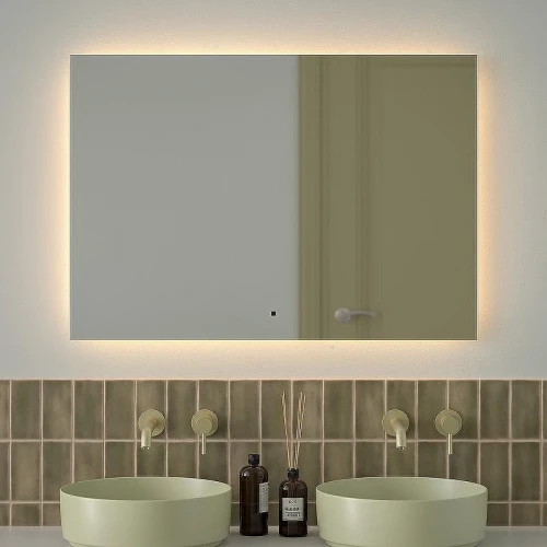 Зеркало Defesto Glow 100х70 DF 2519RH с подсветкой 32W-3000К/с фацетом/ИК - выключатель/Теплый белый свет