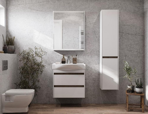 Шкаф пенал Aquaton Нортон 34 L 1A249403NT01L подвесной Белый глянец МДФ / ЛДСП, стекло