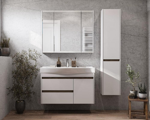 Шкаф пенал Aquaton Нортон 34 L 1A249403NT01L подвесной Белый глянец МДФ / ЛДСП, стекло